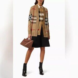 Burberry Cardigan in Check Technical Merino Wool Jacquard